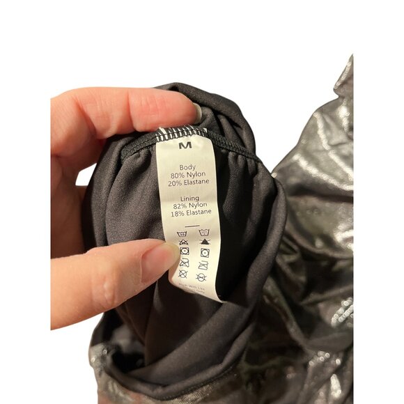 Halara Metallic Silver Ruched Bodycon Mini Dress W/Adjustable Straps - Size M - Picture 3 of 3